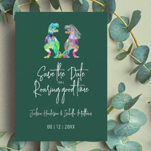 Dinosaur Wedding Funny T-Rex Bride and Groom Save The Date