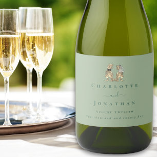Dinosaur Wedding Sage Green Personalised Sparkling Wine Label