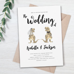 Dinosaur Wedding T-Rex Bride and Groom Invitation