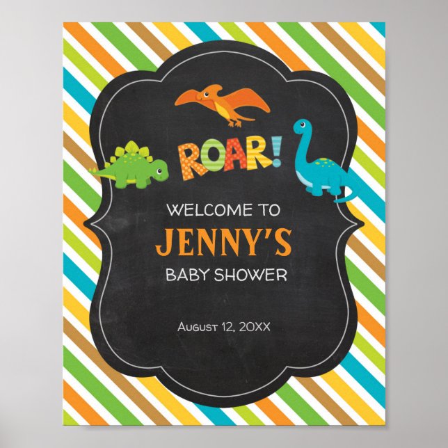 Dinosaur welcome sign Baby shower (Front)