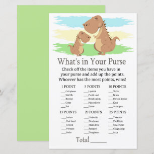 Dinosaur What's in your purse game baby shower