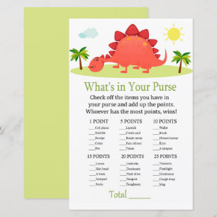 Dinosaur What's in your purse game baby shower