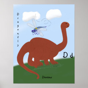 Dinosaur Whimsical Cartoon Art Poster