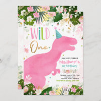 Dinosaur Wild One Birthday Pink Dinosaur Birthday