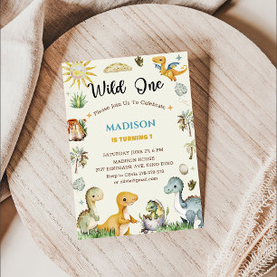 Dinosaur Wild One Boy Invitation