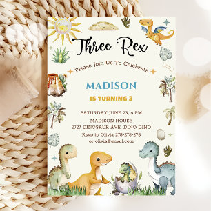 Dinosaur Wild One Boy Invitation