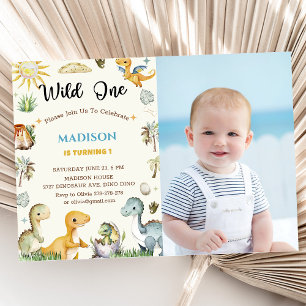 Dinosaur Wild One Boy Invitation