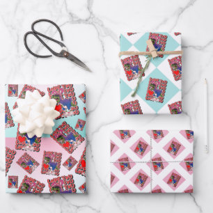 Dinosaur with Сostume in Bisexual Flag Colours Wrapping Paper Sheet