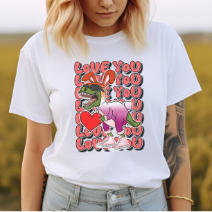 Dinosaur with Сostume in Lesbian Flag Colors T-Shirt