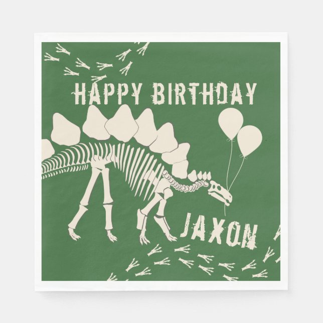 Dinosaur with Balloons Birthday Napkin (Front)