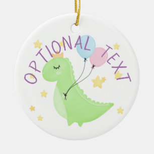 Dinosaur with Balloons Ceramic Tree Decoration
