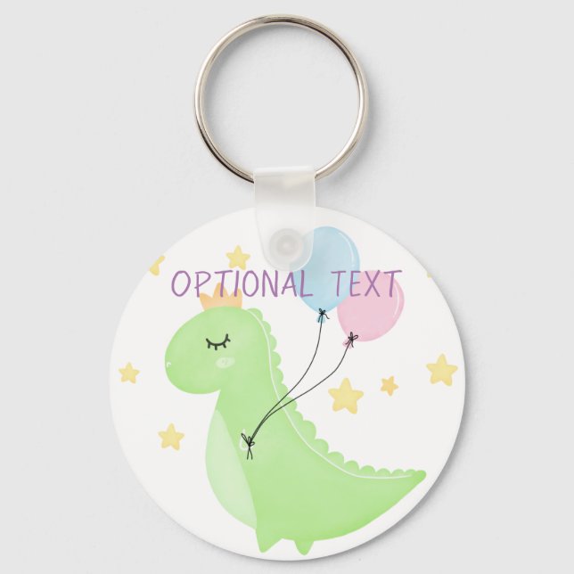 Dinosaur with Balloons  Key Ring (Front)