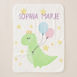 Dinosaur with Balloons Sherpa Blanket