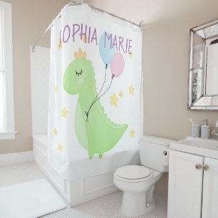 Dinosaur with Balloons Shower Curtain