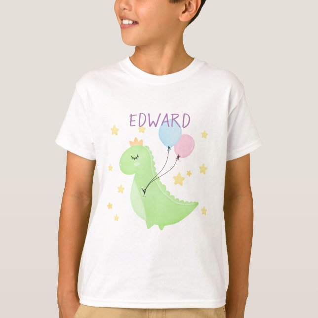 Dinosaur with Balloons T-Shirt (Front)