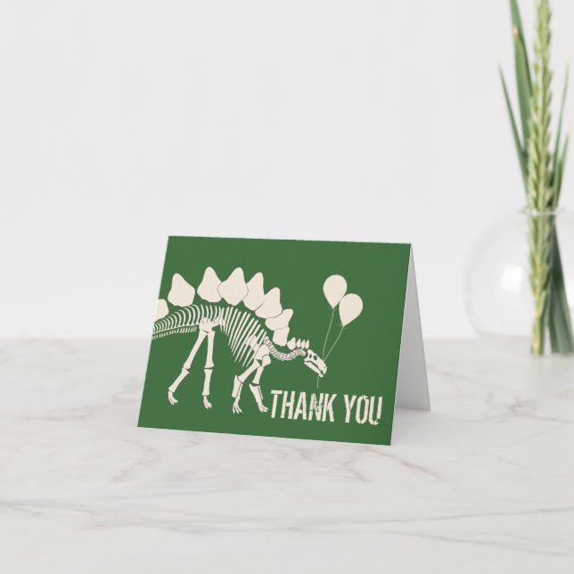 Dinosaur with Balloons Thank You (Front)