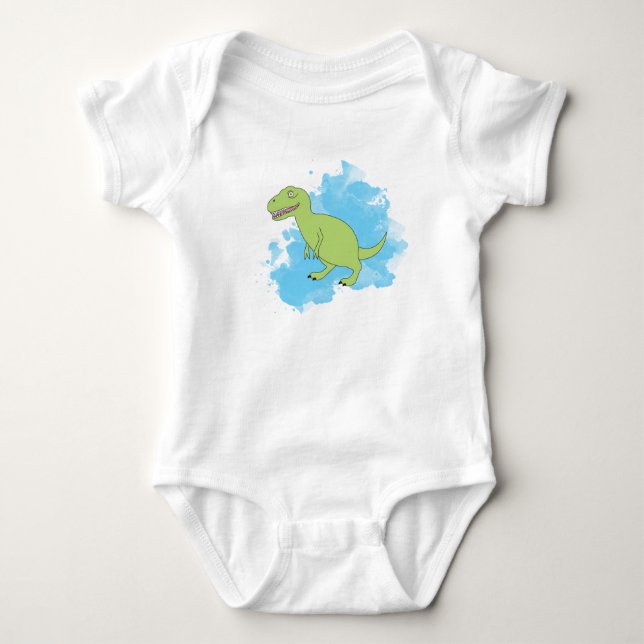 Dinosaur with Blue Paint Baby Bodysuit (Front)