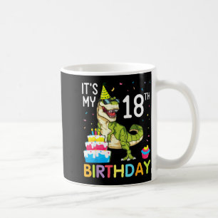 Dinosaur with cake 18th birthday happy 18 years coffee mug