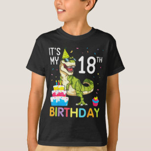 Dinosaur with cake 18th birthday happy 18 years T-Shirt