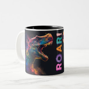 Dinosaur with Colorful Prehistoric• Fun Kids dino Two-Tone Coffee Mug