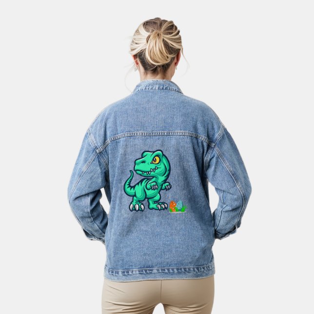 dinosaur with eggs denim jacket (Model)