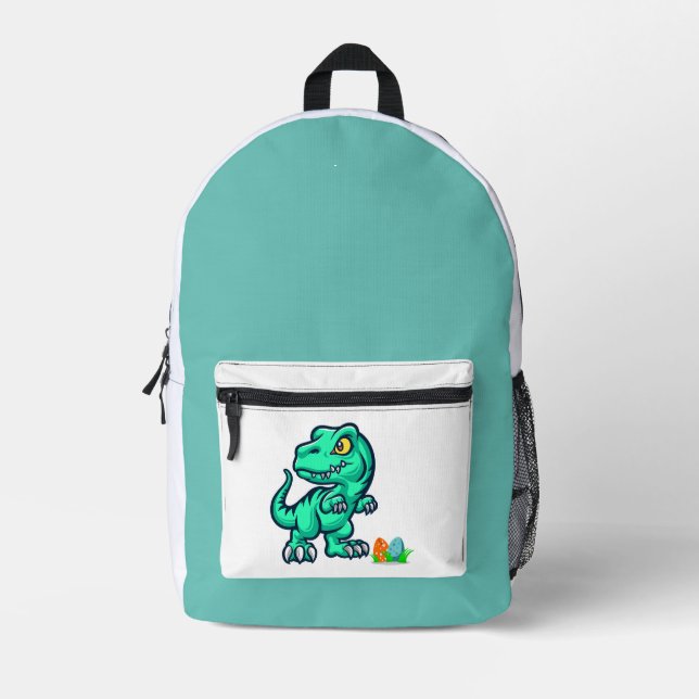 dinosaur with eggs printed backpack (Front)