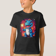 Dinosaur With Sparkler Birthday 4th July Cute