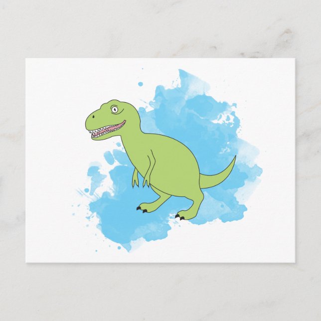 Dinosaur with Watercolor Background Design Postcard (Front)