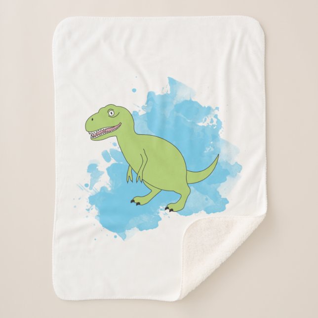 Dinosaur with Watercolor Background Design Sherpa Blanket (Front)