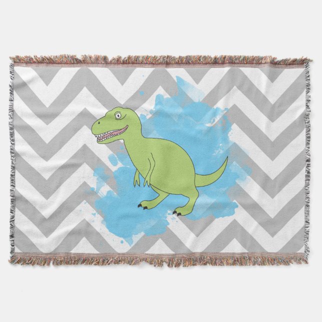Dinosaur with Watercolor Background Design Throw Blanket (Front)