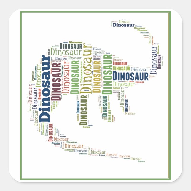 Dinosaur Word Art Square Sticker (Front)