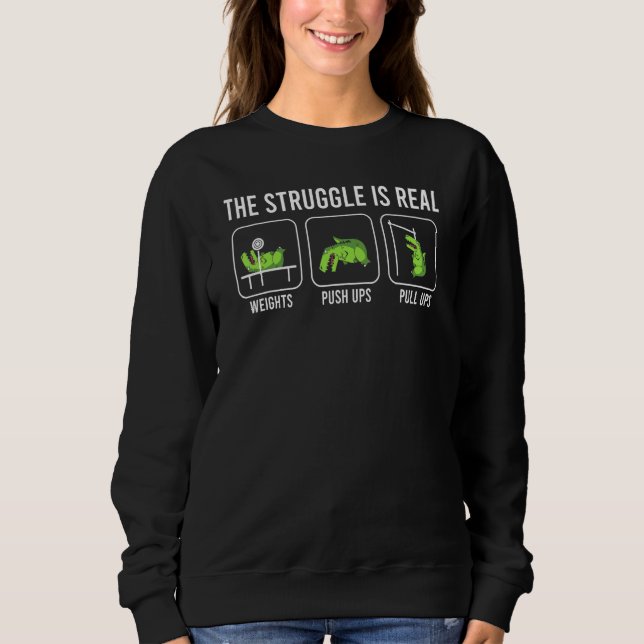 Dinosaur Workout Fitness Gym Trainer Sweatshirt (Front)