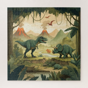 Dinosaur World T-Rex Triceratop Stegosaurus Jigsaw Puzzle
