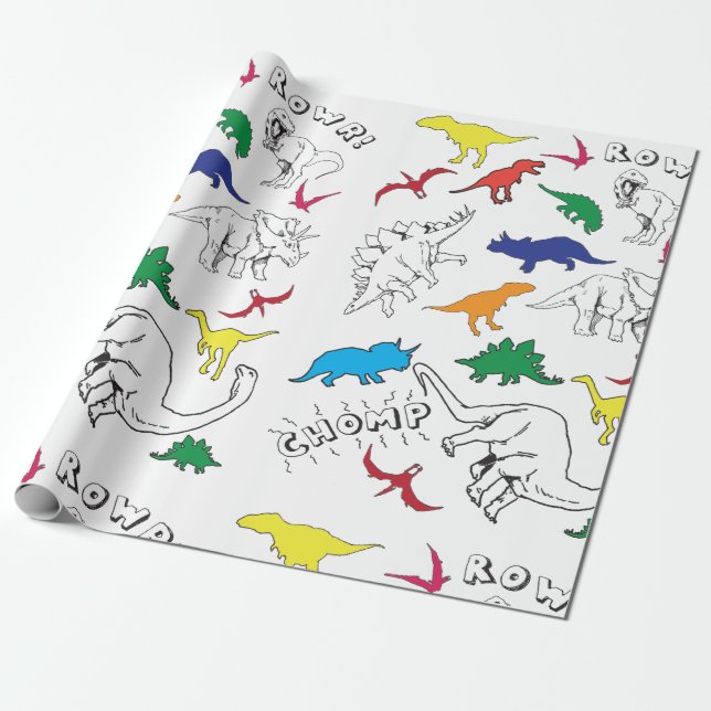 Dinosaur Wrapping Paper (Unrolled)