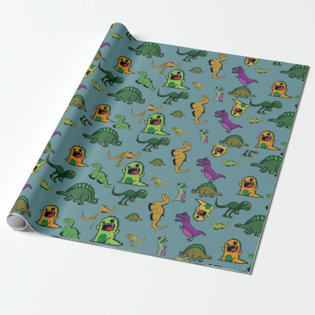 Dinosaur Wrapping Paper (Unrolled)