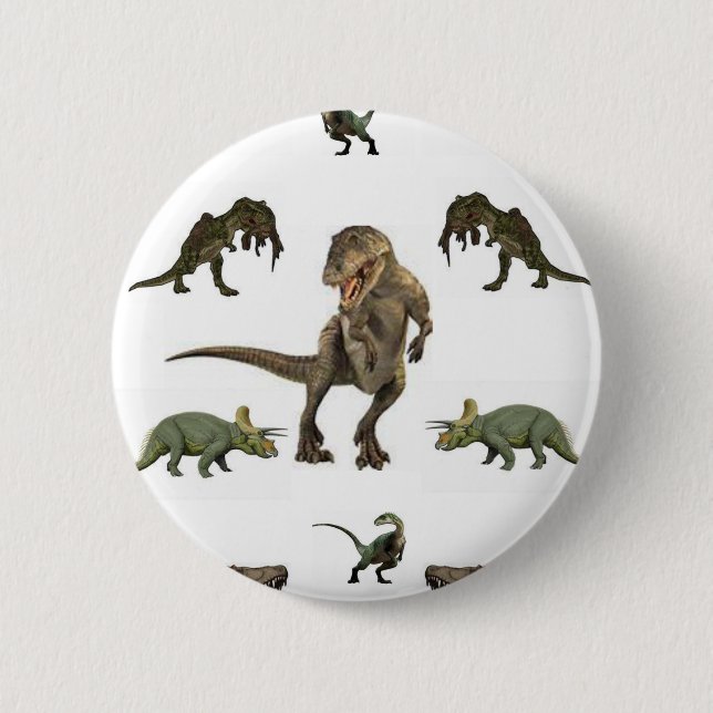 Dinosaur Wrapping Paper 6 Cm Round Badge (Front)