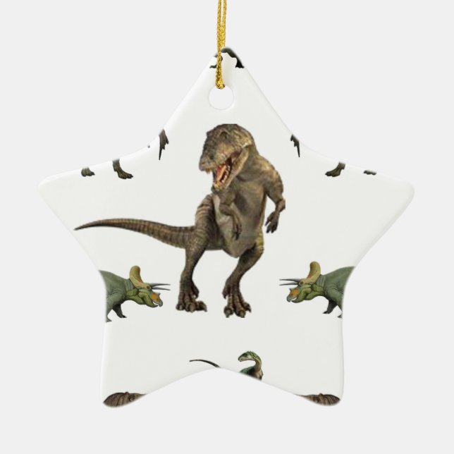 Dinosaur Wrapping Paper Ceramic Tree Decoration (Front)