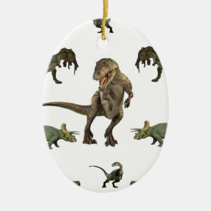 Dinosaur Wrapping Paper Ceramic Tree Decoration