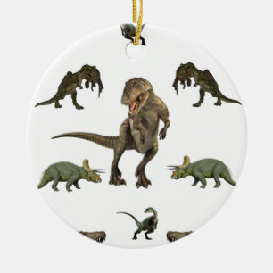 Dinosaur Wrapping Paper Ceramic Tree Decoration