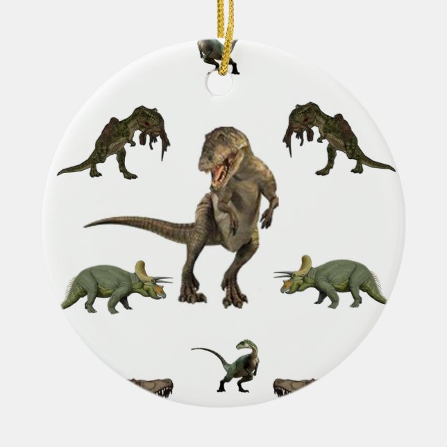 Dinosaur Wrapping Paper Ceramic Tree Decoration (Front)