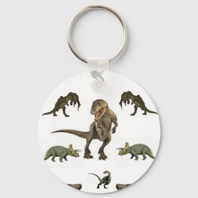 Dinosaur Wrapping Paper Key Ring (Front)
