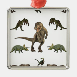 Dinosaur Wrapping Paper Metal Tree Decoration