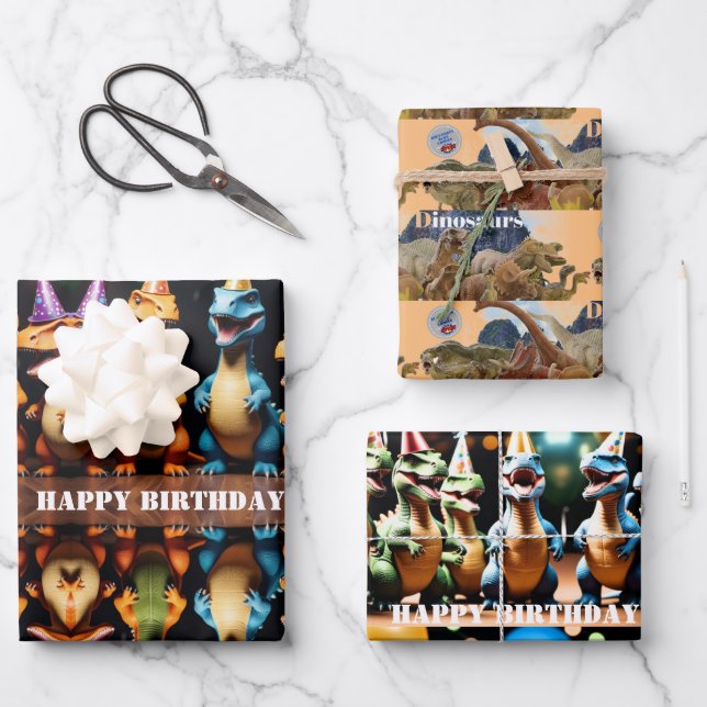 Dinosaur Wrapping Paper Sheet (Front)