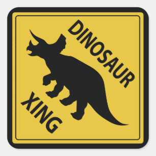 Dinosaur Xing Square Sticker