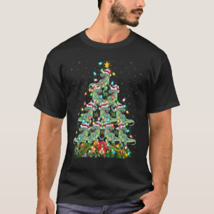 Dinosaur   Xmas Lights Santa Dinosaur Christmas Tr T-Shirt