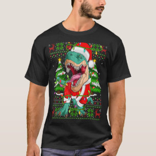 Dinosaur  Xmas Lights Ugly Santa Dinosaur Christma T-Shirt
