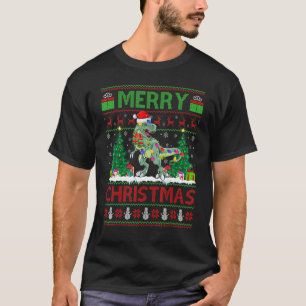 Dinosaur   Xmas Tree Light Ugly Santa Dinosaur Chr T-Shirt