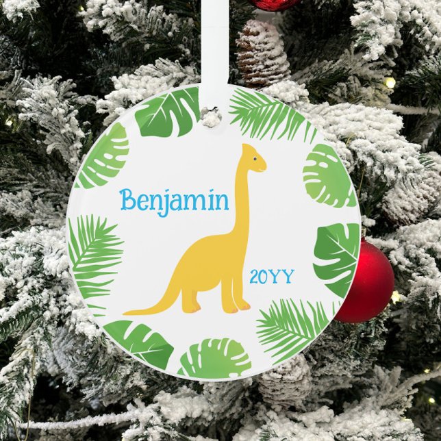 Dinosaur Yellow Brontosaurus Keepsake Christmas Ornament (Creator Uploaded)