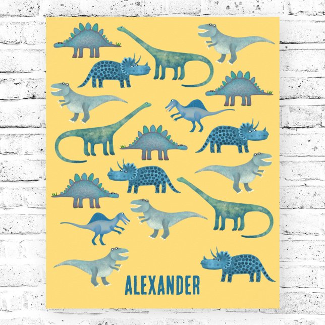 Dinosaur Yellow Personalised Poster (Personalized dinosaur yellow poster)