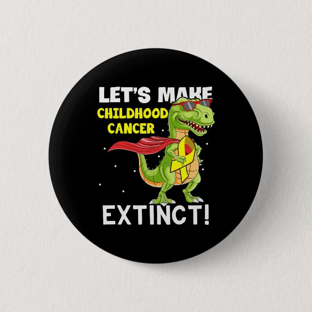 Dinosaur Yellow Ribbon Childhood Cancer Awareness  6 Cm Round Badge (Front)